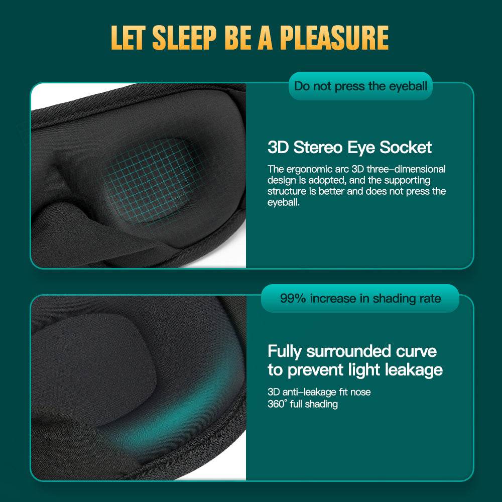3D Sleep Mask – 100% Light Blocking, Pressure-Free Eye Mask for Travel, Home & Better Sleep - One-Sake.com