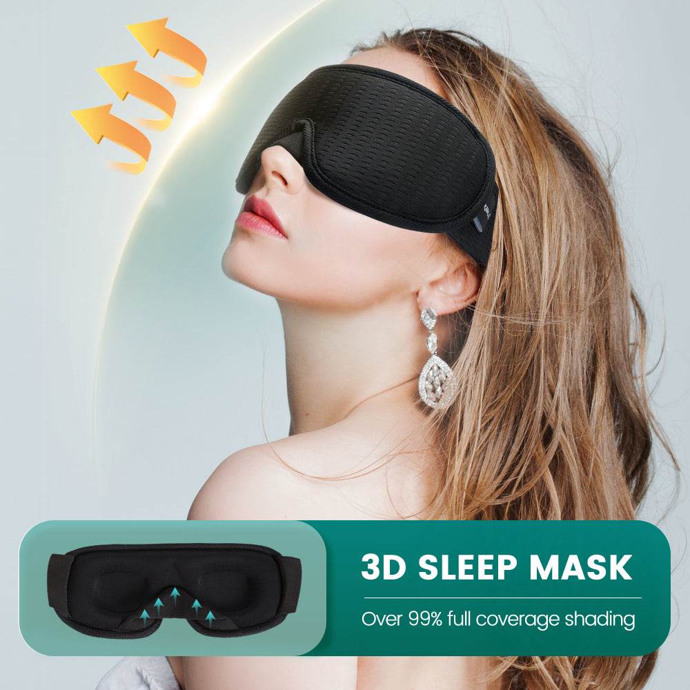 3D Sleep Mask – 100% Light Blocking, Pressure-Free Eye Mask for Travel, Home & Better Sleep - One-Sake.com