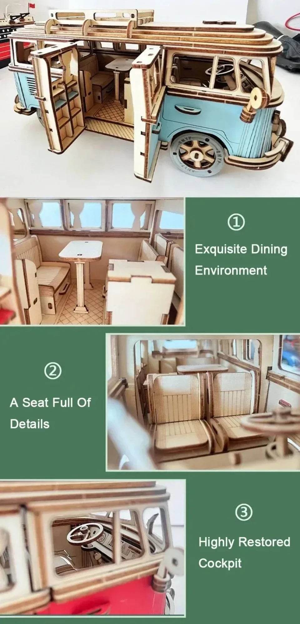 3D Wooden Car Puzzle | DIY Creative Model for Kids & Adults—Perfect for Gifts & Decor - One-Sake.com
