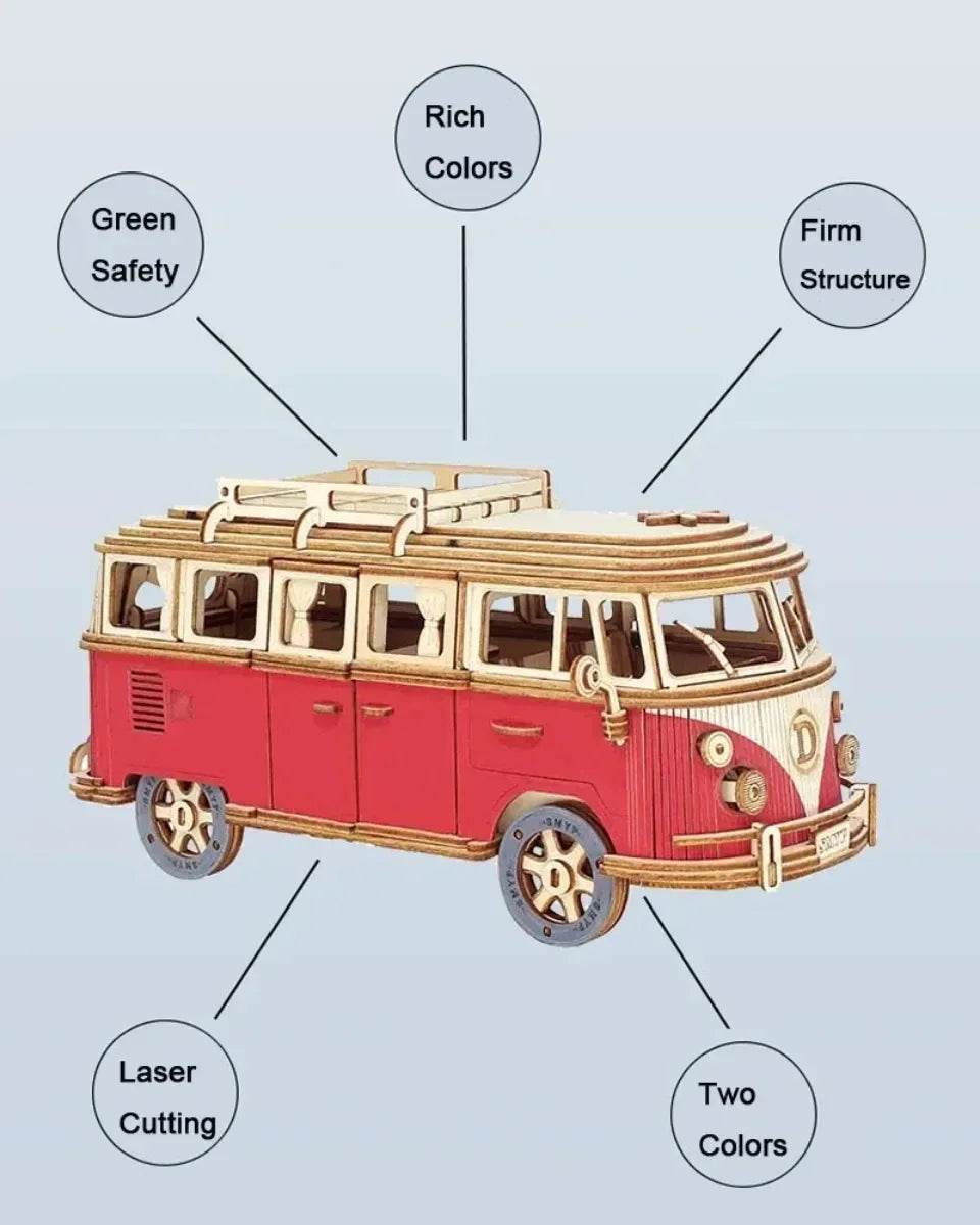 3D Wooden Car Puzzle | DIY Creative Model for Kids & Adults—Perfect for Gifts & Decor - One-Sake.com