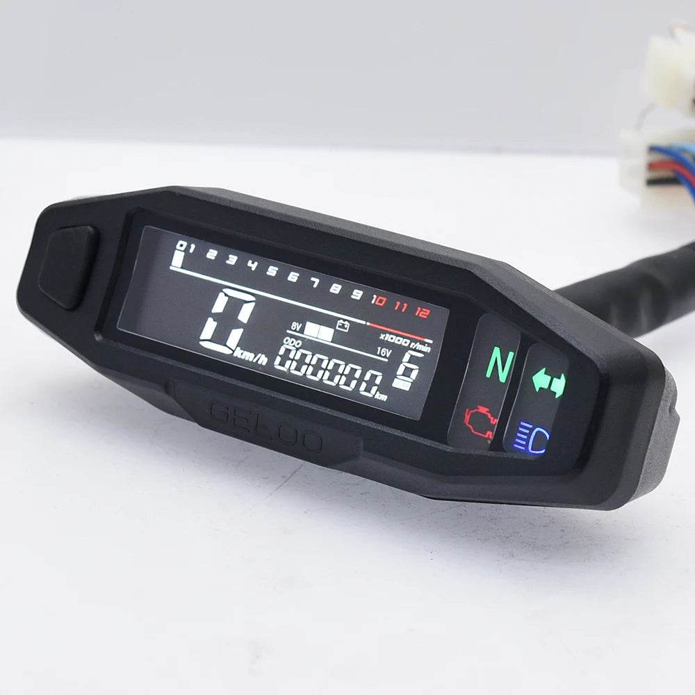 Universal Digital Motorcycle Speedometer & Tachometer | LCD Odometer, Oil Gauge, Turn Signal Indicator - One-Sake.com