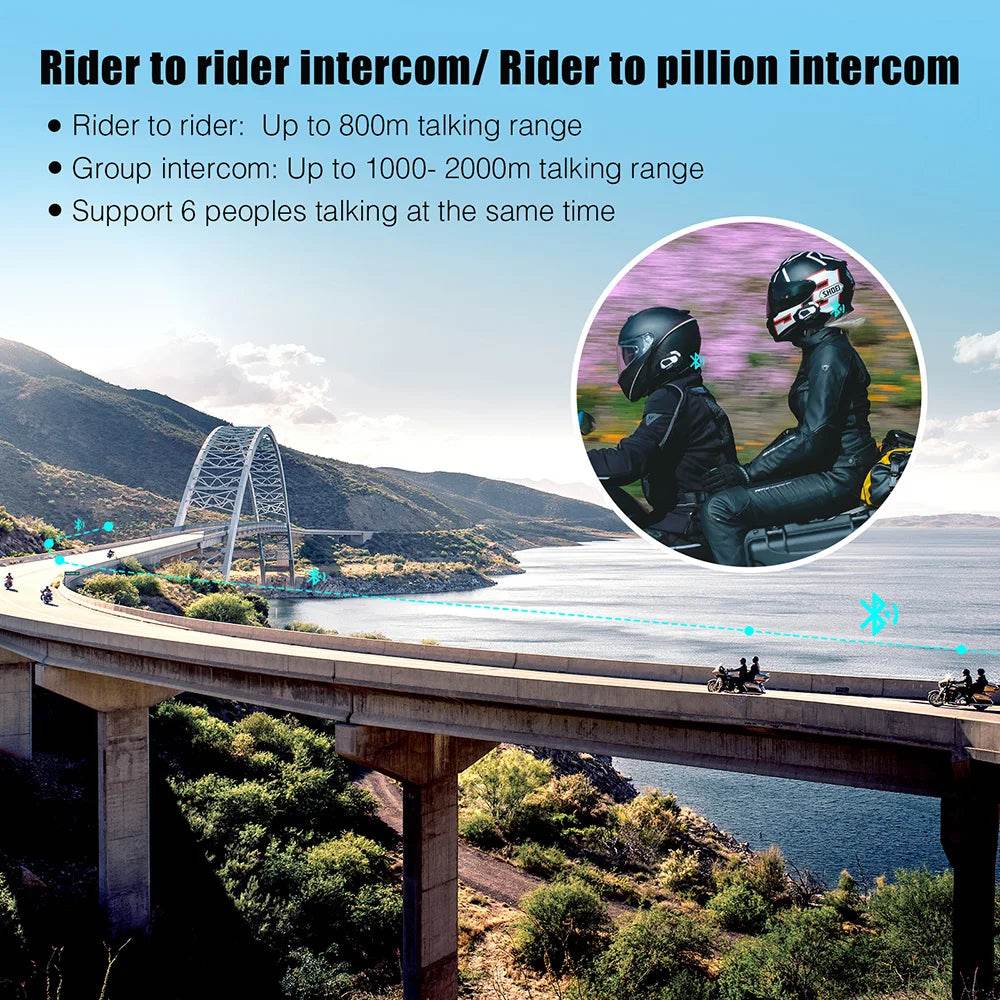 FreedConn Bluetooth Motorcycle Helmet Headset - Waterproof Intercom with Music & FM, Ultimate Riding Companion - One-Sake.com
