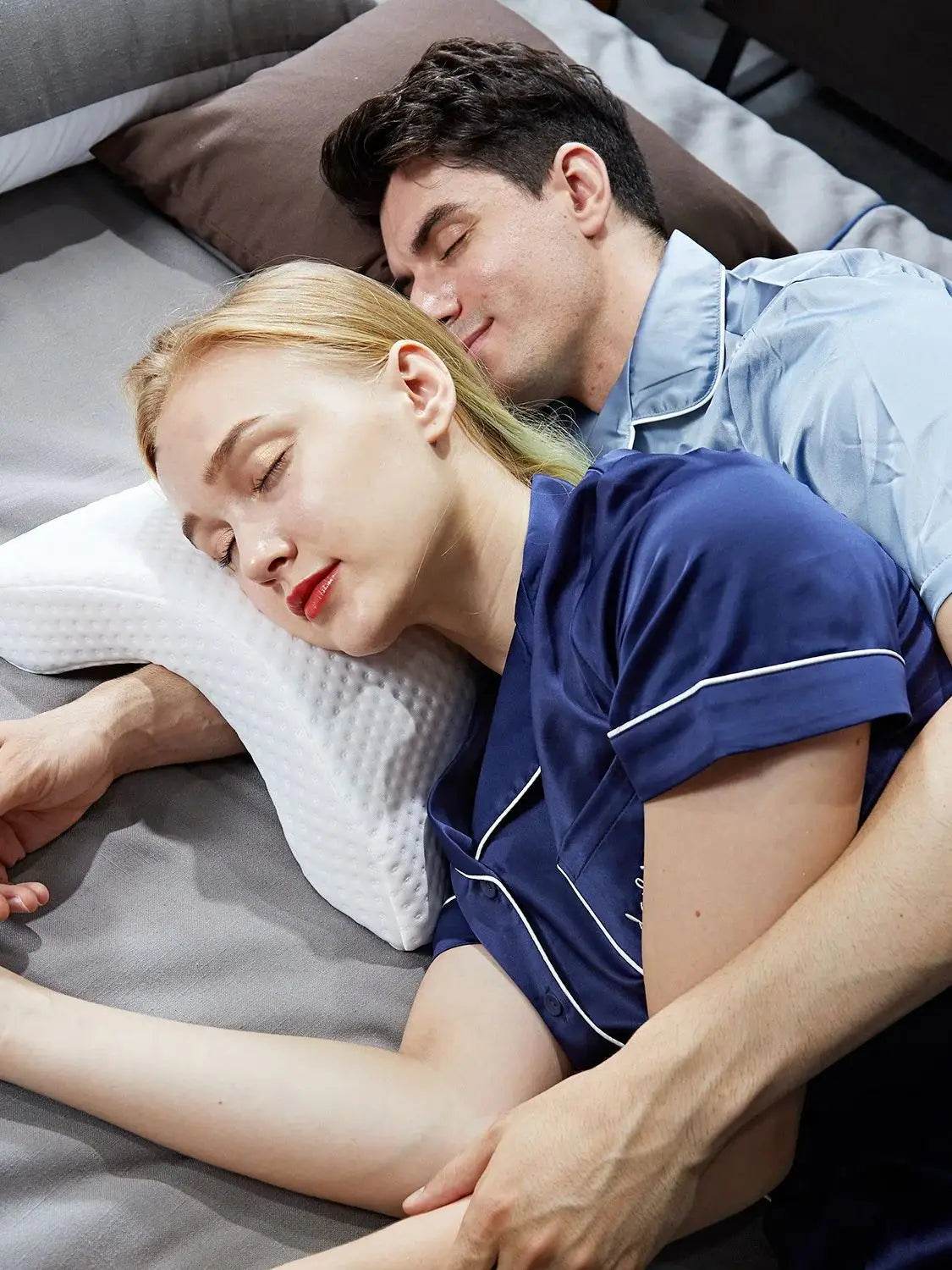 1pc Sleeping Pillow Couple Pillow Arm Pillow Slow Rebound Pressure Cuddle Pillow Memory Foam Travel Arched Shaped U Pillow - One-Sake.com