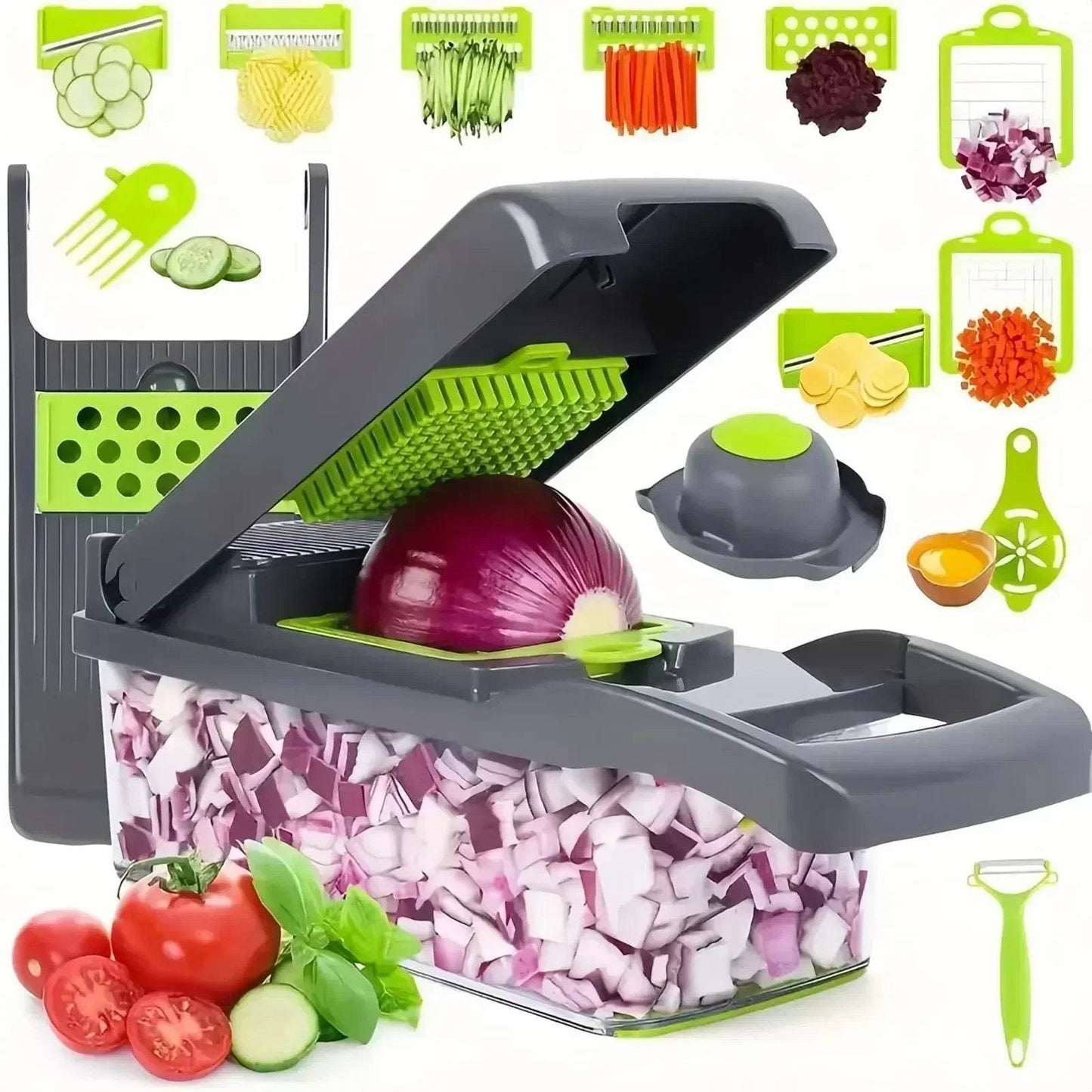 All-in-One Multifunctional Vegetable Slicer – Onion Chopper, Cucumber Slicer & Food Grater - One-Sake.com