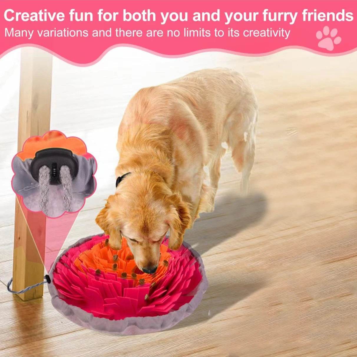 Washable Felt Pet Sniffing Pad – Foldable Dog Slow Feeding Mat & Training Snuff Mat [Interactive Foraging Toy for Mental Stimulation | 100% Non-Toxic Felt | Easy-Clean Pet Enrichment Tool - One-Sake.com