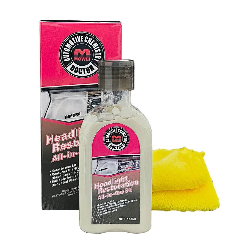 Car Headlight Repair Fluid – Oxidation Remover & Crystal Clarity Enhancer for Yellowed, Scratched, Foggy Headlights [Restoration Kit for Auto Glass & Vehicle Lighting Maintenance - One-Sake.com