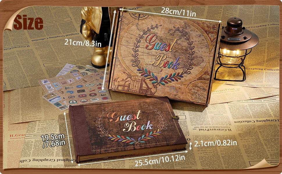 124-Page DIY Handmade Photo Album Scrapbook Kit – Retro Kraft Guest Book for Wedding, Anniversary & Travel Memories | Includes Gift Box, Stickers & Storage Pocket - One-Sake.com