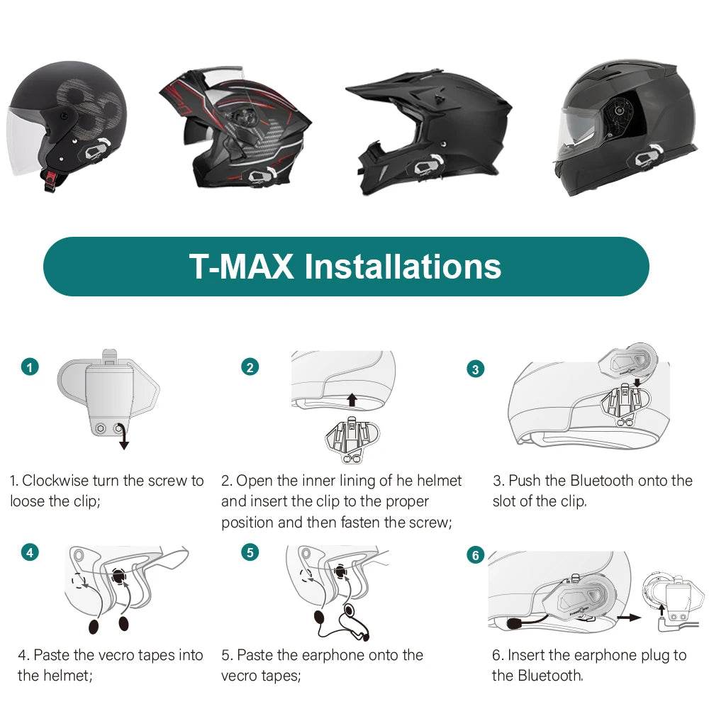 FreedConn Bluetooth Motorcycle Helmet Headset - Waterproof Intercom with Music & FM, Ultimate Riding Companion - One-Sake.com