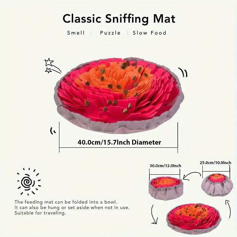Washable Felt Pet Sniffing Pad – Foldable Dog Slow Feeding Mat & Training Snuff Mat [Interactive Foraging Toy for Mental Stimulation | 100% Non-Toxic Felt | Easy-Clean Pet Enrichment Tool - One-Sake.com