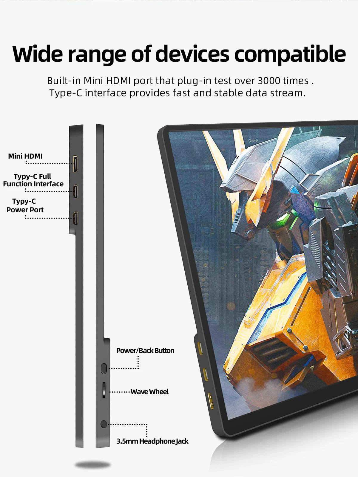 ZSUS 2160*1440 14-inch 2K Portable Monitor 60HZ For Laptop XBox PS4 / 5 Switch TV Box Cell Phone PC Extension Mobile - One-Sake.com