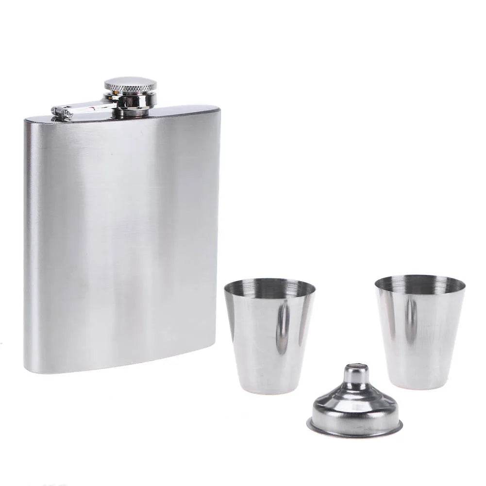 8oz Stainless Steel Hip Flask Set with Cups – Perfect Gift for Weddings, Parties & Special Occasions - One-Sake.com