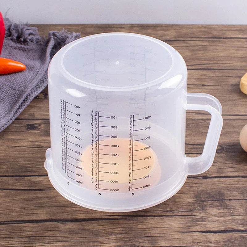 2.5L Large Capacity Measuring Mixing Bowl with Lid – Transparent Kitchen Tool for Baking & Cooking - One-Sake.com