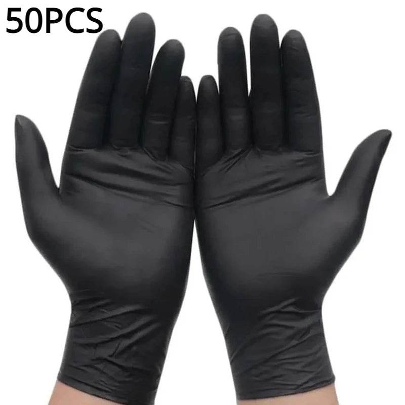 100/50/20PCS Black Nitrile Gloves Thickened Disposable Gloves for Cleaning Hairdressing Waterproof Dishwashing Tattoo Gloves - One-Sake.com