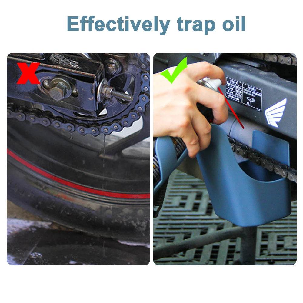 Motorcycle Chain Oil Storage Tool – Splash-Proof Chain Cleaning Oil Box with ABS Material & Leak-Resistant Design for Motorbike, Bicycle, Scooter & ATV Maintenance - One-Sake.com
