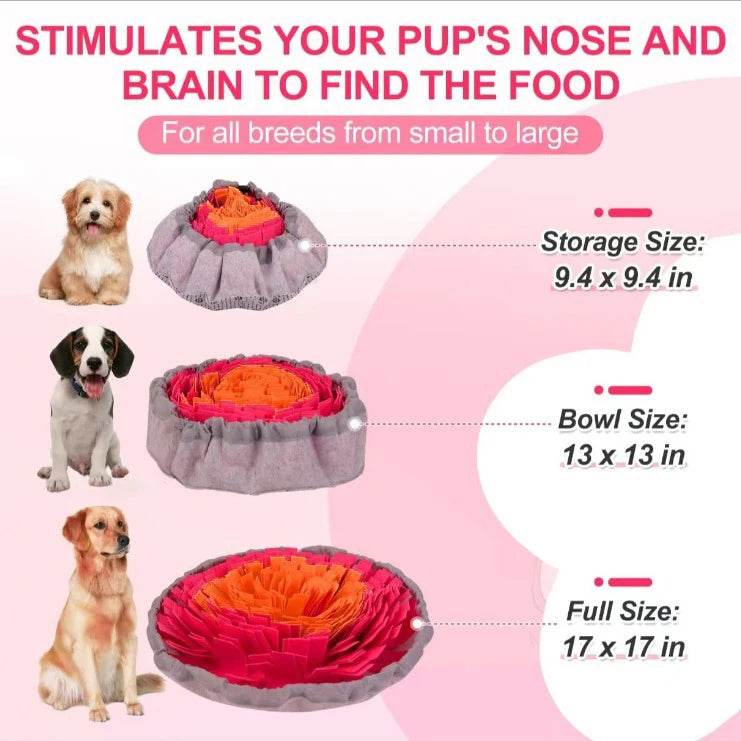 Washable Felt Pet Sniffing Pad – Foldable Dog Slow Feeding Mat & Training Snuff Mat [Interactive Foraging Toy for Mental Stimulation | 100% Non-Toxic Felt | Easy-Clean Pet Enrichment Tool - One-Sake.com