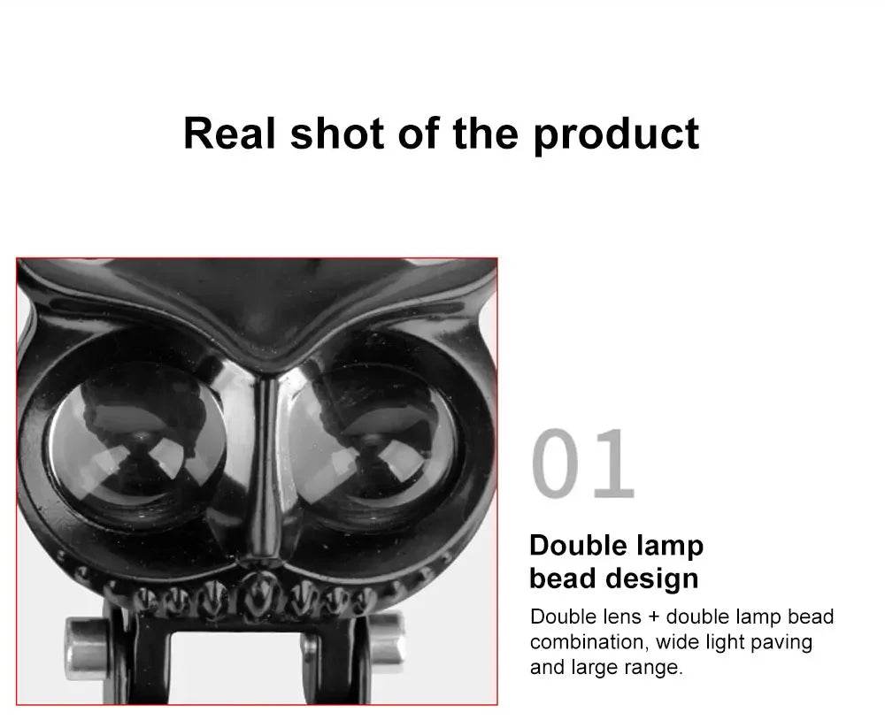 2PCS Owl-Design Motorcycle Headlights – Dual Color LED Fog Lamps with 4 Modes for Enhanced Visibility - One-Sake.com
