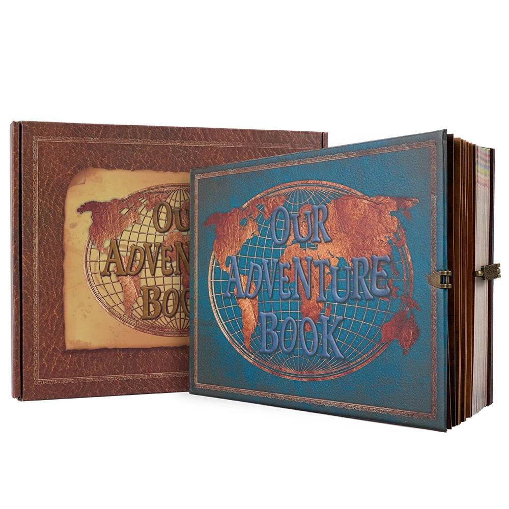 180-Page DIY Travel Photo Album Scrapbook – Leather-Bound 'Our Adventure Book' for Wedding, Anniversary & Family Memories | Thick Kraft Paper with 3D Embossed Cover - One-Sake.com