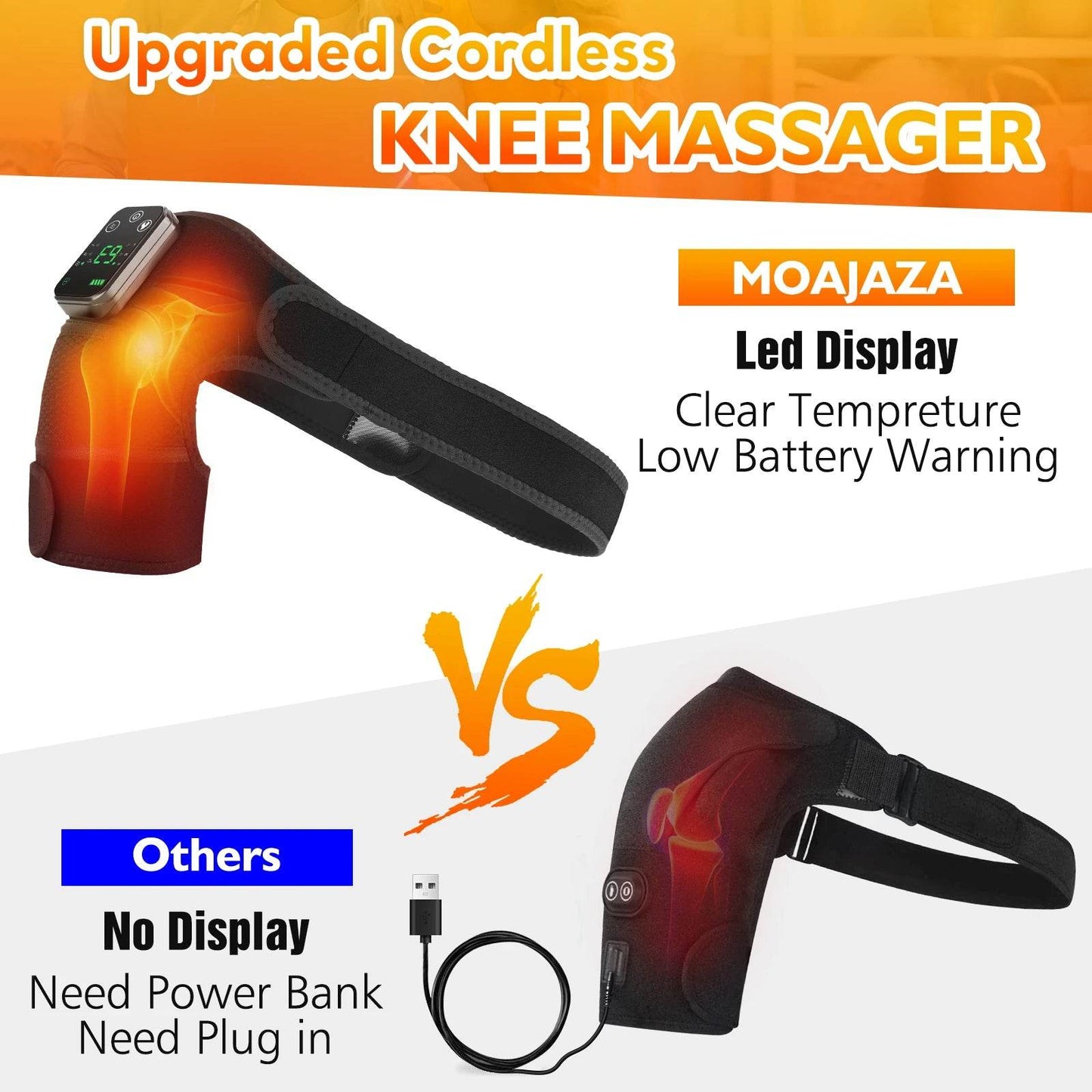 Electric Heated Vibration Knee Massage Physiotherapy Pad 3 in 1 Massager for Shoulder Elbow Hot Compress Pain Relief - One-Sake.com