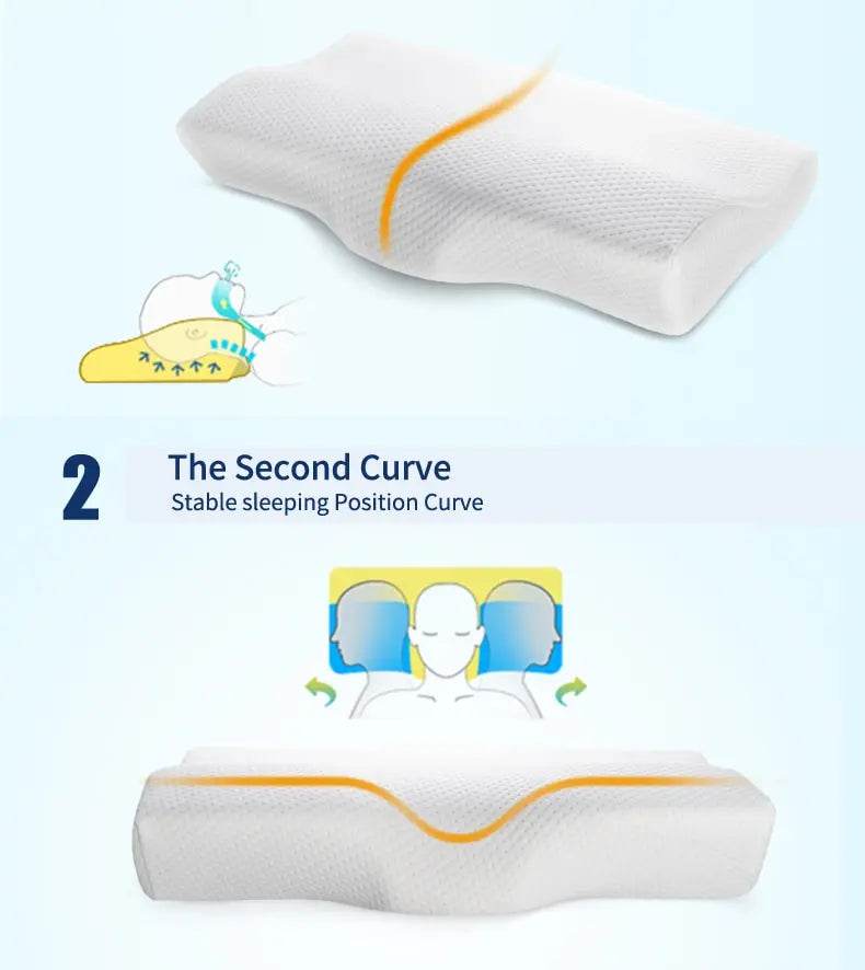 Memory Foam Bed Orthopedic Pillow Neck Protection Slow Rebound Memory Pillow Butterfly Shaped Health Cervical Neck - One-Sake.com
