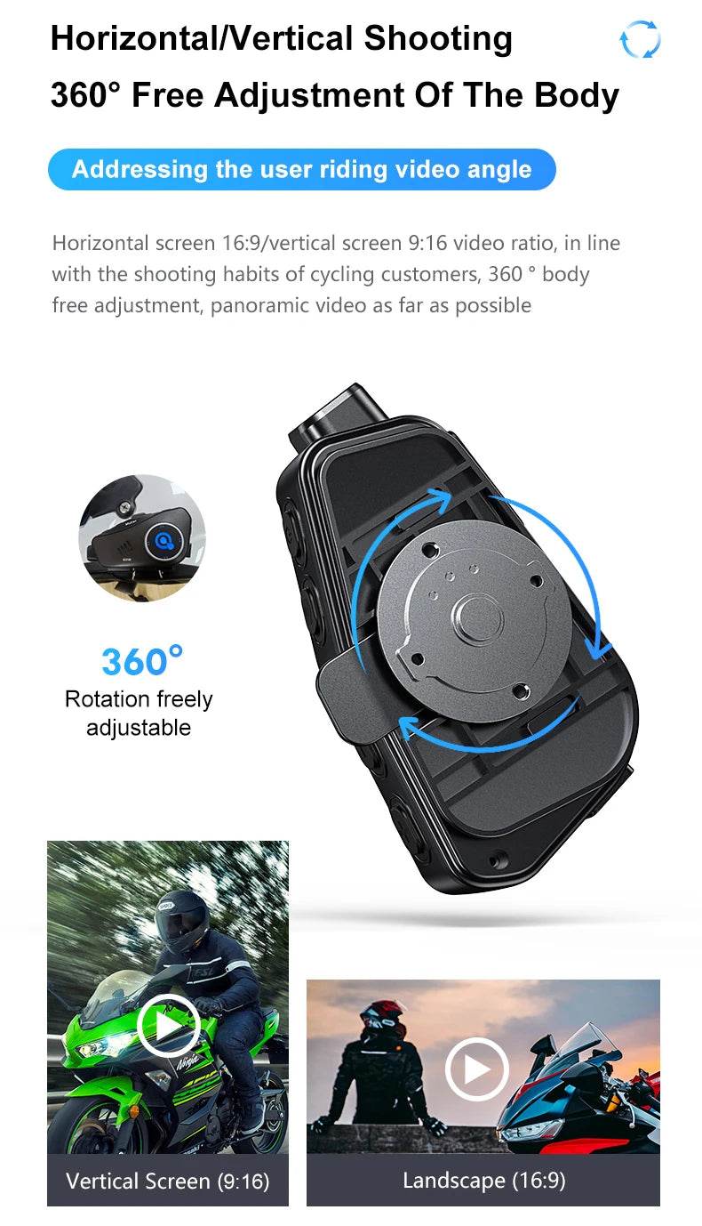 Q28 Motorcycle Helmet Bluetooth Headset with 1080P HD Camera - IP66 Waterproof, Super Wide-Angle Lens & WiFi Video Recorder - One-Sake.com