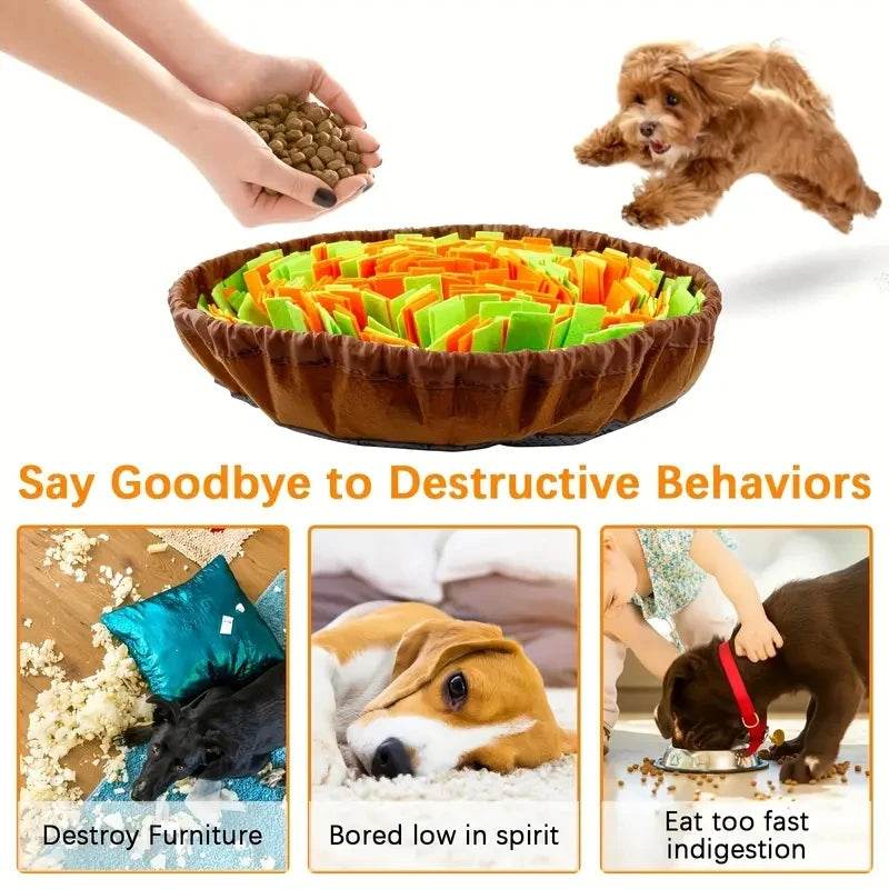 Washable Felt Pet Sniffing Pad – Foldable Dog Slow Feeding Mat & Training Snuff Mat [Interactive Foraging Toy for Mental Stimulation | 100% Non-Toxic Felt | Easy-Clean Pet Enrichment Tool - One-Sake.com