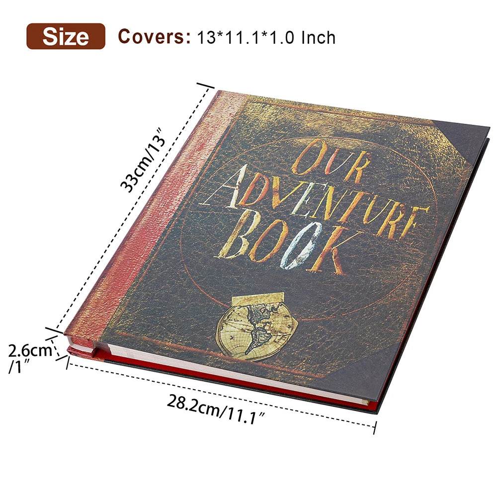 13x11 Inch DIY Handmade Photo Album Scrapbook – Retro Kraft 'Our Adventure Book' for Wedding, Anniversary & Valentine Memories | 40-Page Thick Paper with Rope Binder & Gift Box - One-Sake.com