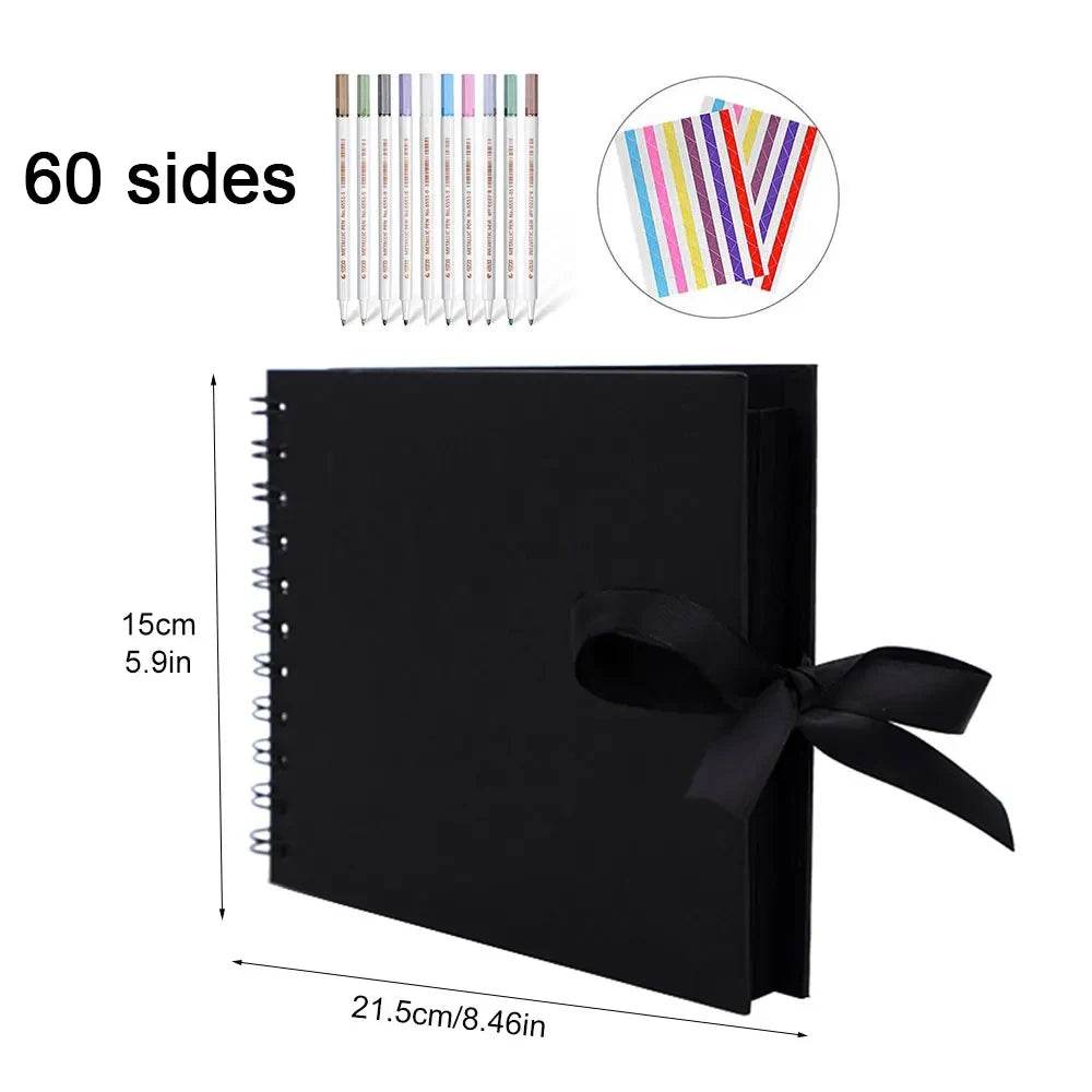 ZK20 DIY Kraft Memory Book – 80-Page Blank Scrapbook Album with Ribbon Closure | Wedding Guestbook, Anniversary Gift, Travel Diary & Family Photo Album - One-Sake.com