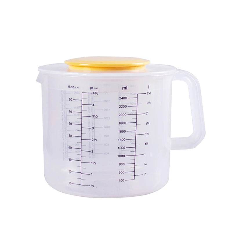 2.5L Large Capacity Measuring Mixing Bowl with Lid – Transparent Kitchen Tool for Baking & Cooking - One-Sake.com