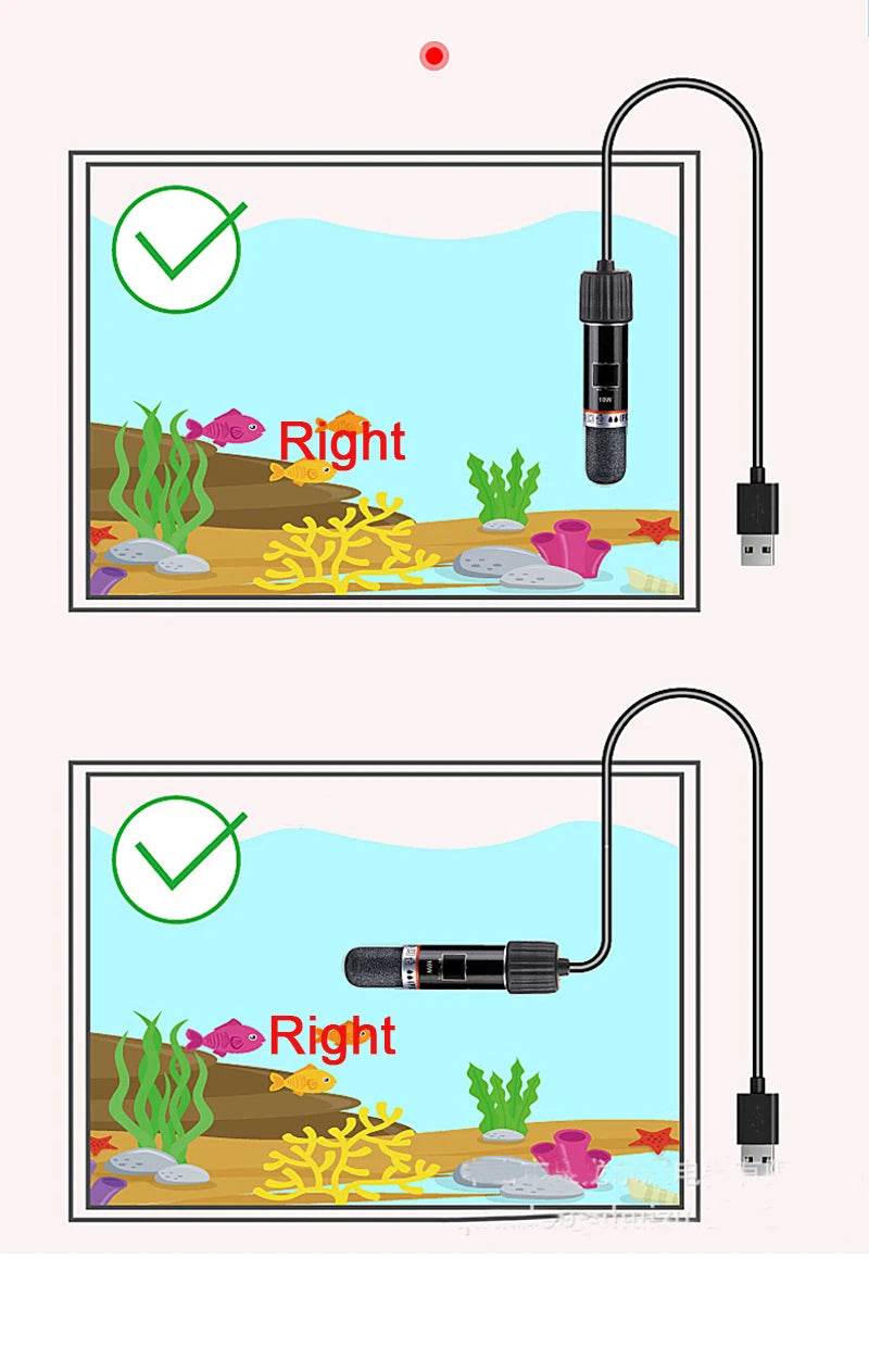 USB Mini Aquarium Heating Rod – 10W 26°C Submersible Thermostat Heater for Small Fish Tanks & Pet Water Dispensers [Quartz Explosion-Proof Design | 5V2A Power Supply | 1.2m Cable - One-Sake.com
