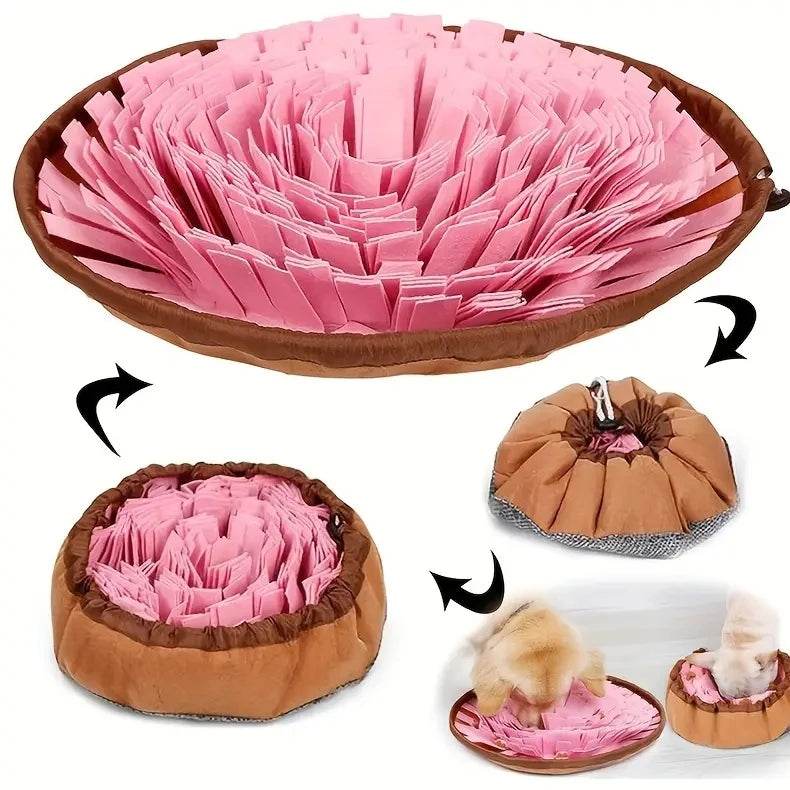 Washable Felt Pet Sniffing Pad – Foldable Dog Slow Feeding Mat & Training Snuff Mat [Interactive Foraging Toy for Mental Stimulation | 100% Non-Toxic Felt | Easy-Clean Pet Enrichment Tool - One-Sake.com