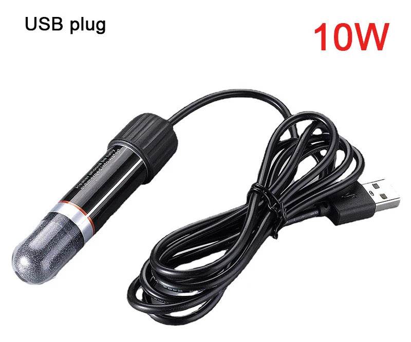 USB Mini Aquarium Heating Rod – 10W 26°C Submersible Thermostat Heater for Small Fish Tanks & Pet Water Dispensers [Quartz Explosion-Proof Design | 5V2A Power Supply | 1.2m Cable - One-Sake.com