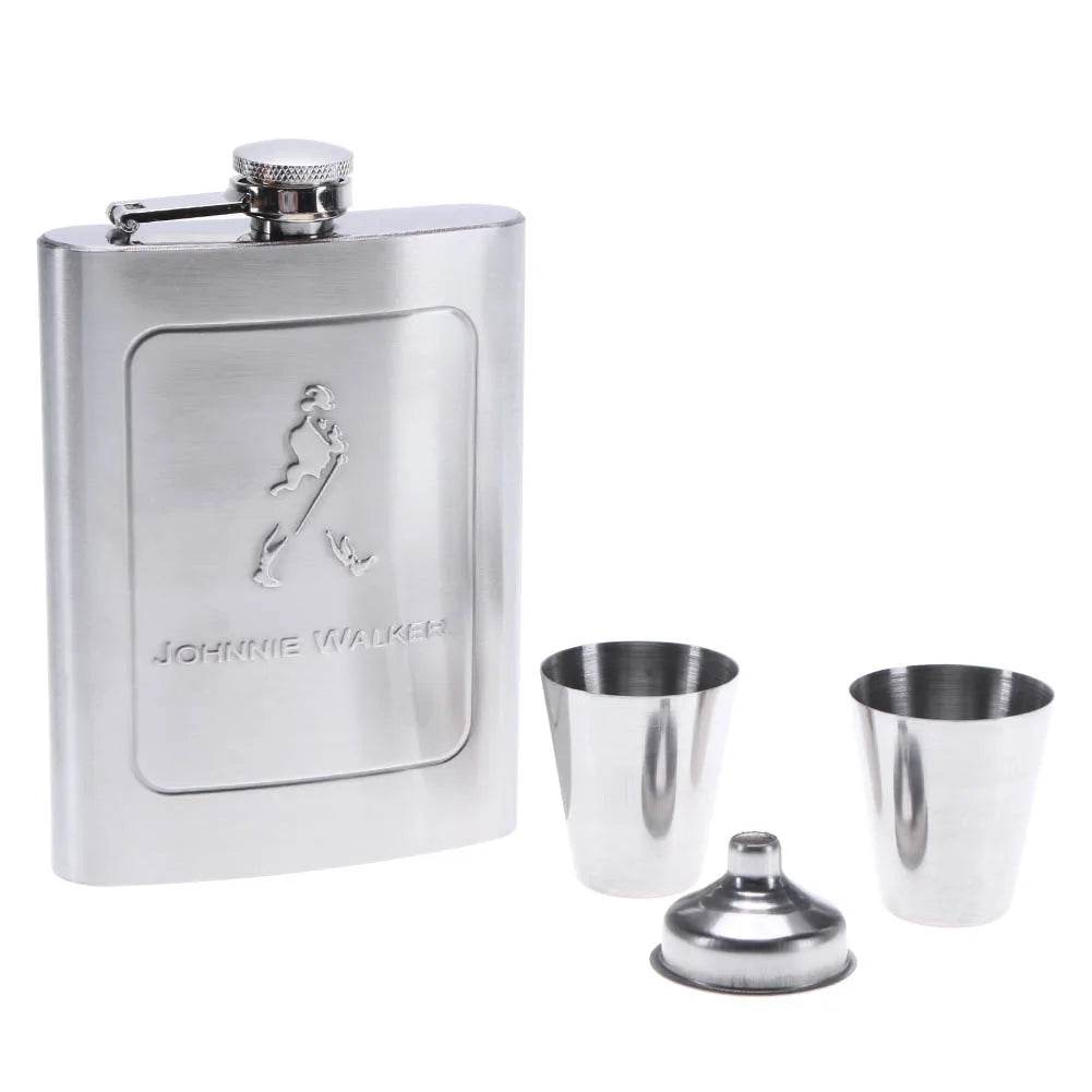 8oz Stainless Steel Hip Flask Set with Cups – Perfect Gift for Weddings, Parties & Special Occasions - One-Sake.com