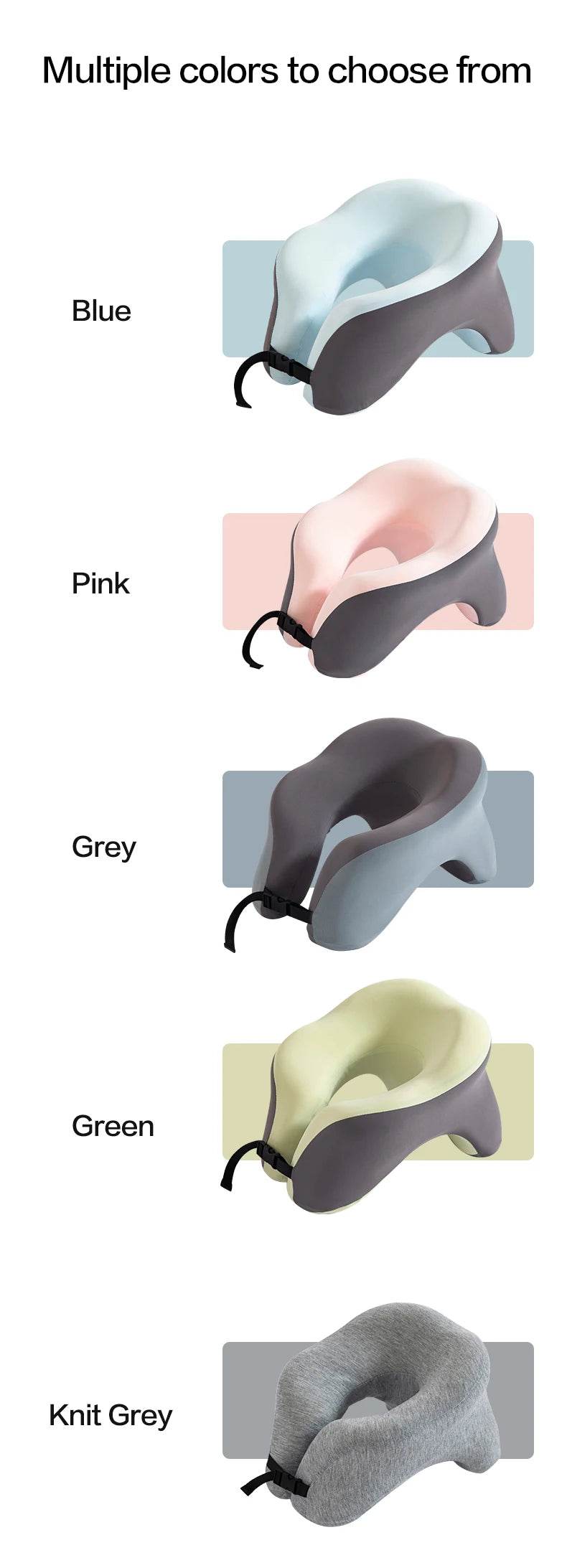 Travel Neck Pillow Memory Foam U-shaped Pillow Snail Style Travel Neck Support Portable Adjustable Soft Noon Break Sleep Pillows - One-Sake.com