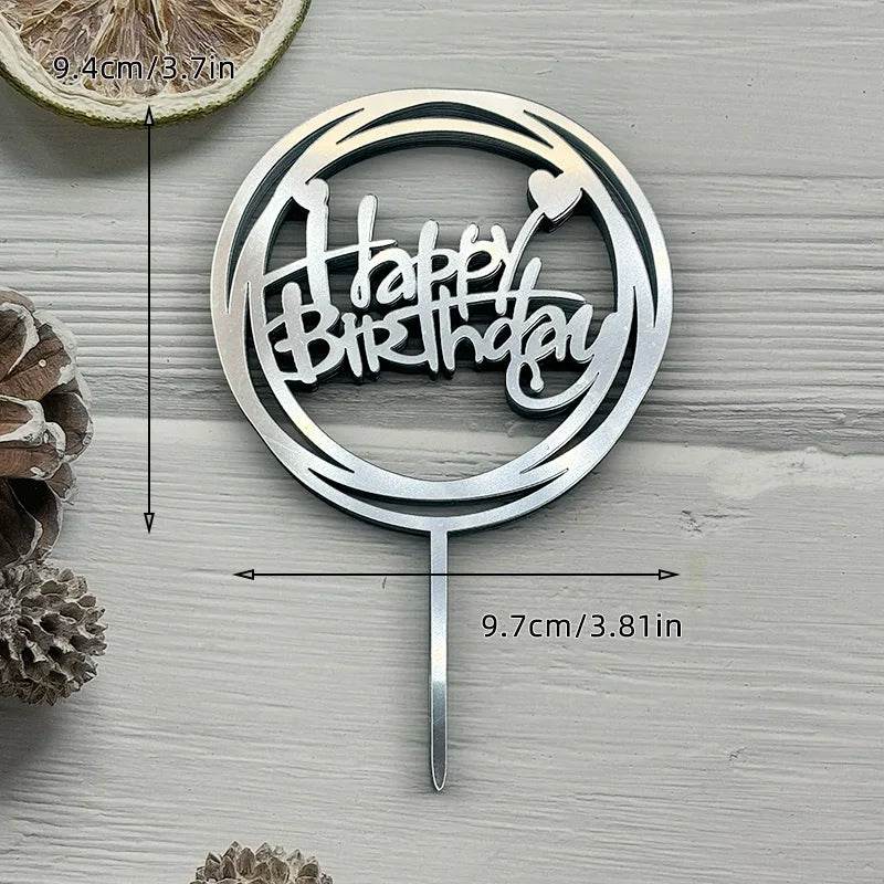 10 Pcs Acrylic Happy Birthday Cake Toppers – Pink Gold Silver Party Decorations for Kids, Adults, Baby Showers & Weddings - One-Sake.com
