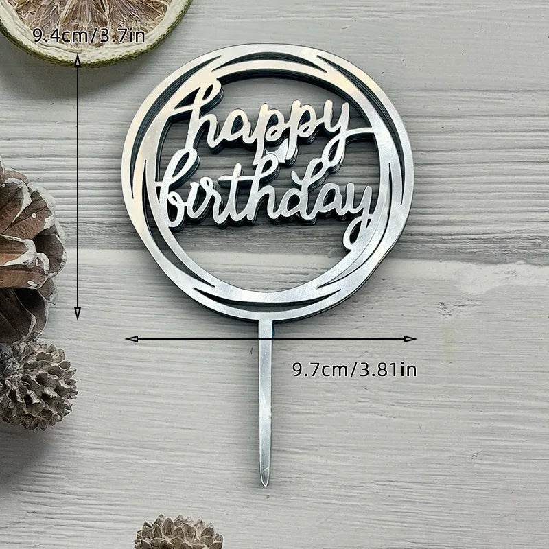 10 Pcs Acrylic Happy Birthday Cake Toppers – Pink Gold Silver Party Decorations for Kids, Adults, Baby Showers & Weddings - One-Sake.com