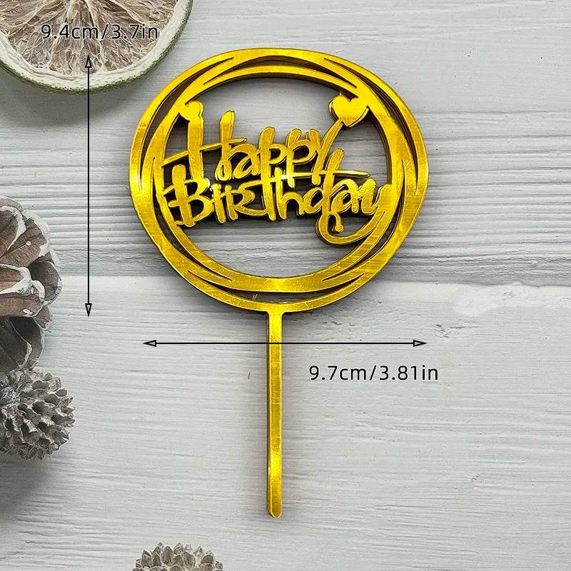 10 Pcs Acrylic Happy Birthday Cake Toppers – Pink Gold Silver Party Decorations for Kids, Adults, Baby Showers & Weddings - One-Sake.com