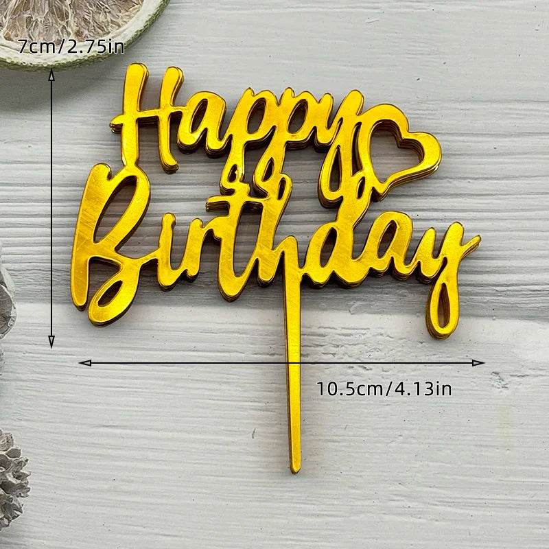 10 Pcs Acrylic Happy Birthday Cake Toppers – Pink Gold Silver Party Decorations for Kids, Adults, Baby Showers & Weddings - One-Sake.com