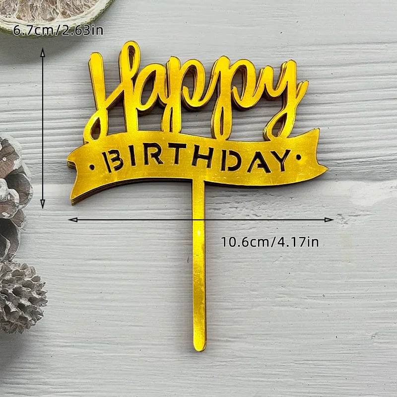 10 Pcs Acrylic Happy Birthday Cake Toppers – Pink Gold Silver Party Decorations for Kids, Adults, Baby Showers & Weddings - One-Sake.com