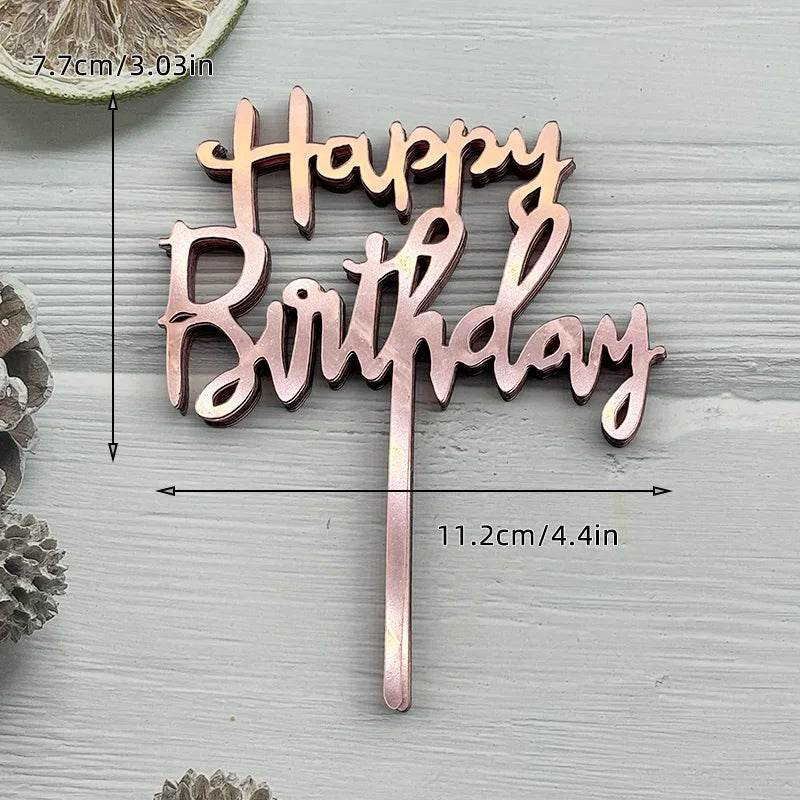10 Pcs Acrylic Happy Birthday Cake Toppers – Pink Gold Silver Party Decorations for Kids, Adults, Baby Showers & Weddings - One-Sake.com