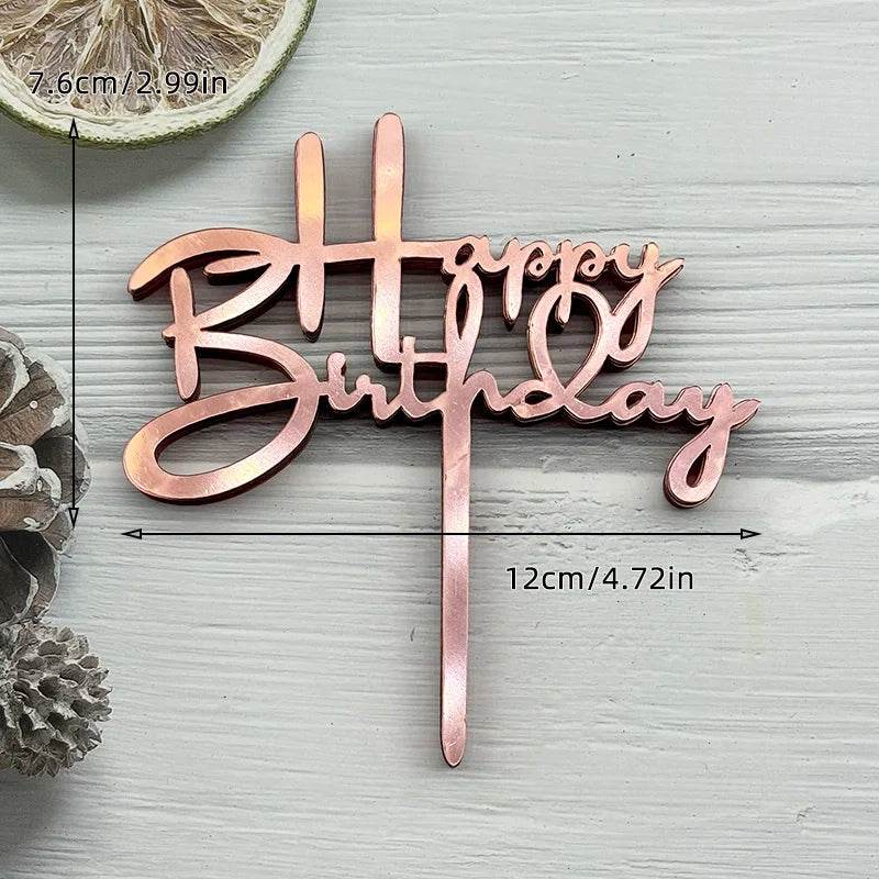 10 Pcs Acrylic Happy Birthday Cake Toppers – Pink Gold Silver Party Decorations for Kids, Adults, Baby Showers & Weddings - One-Sake.com