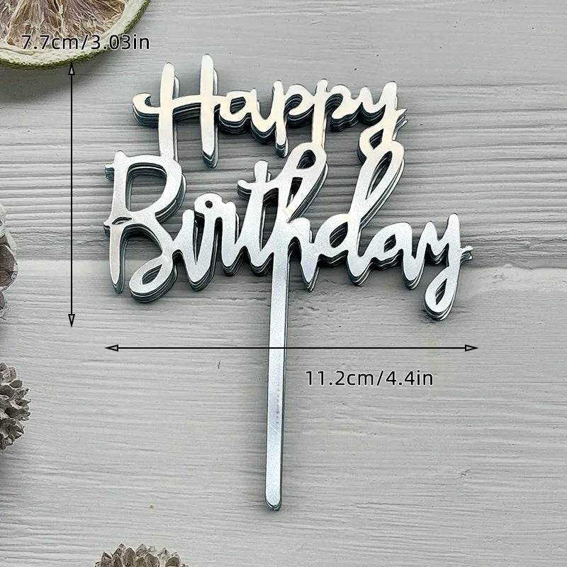 10 Pcs Acrylic Happy Birthday Cake Toppers – Pink Gold Silver Party Decorations for Kids, Adults, Baby Showers & Weddings - One-Sake.com