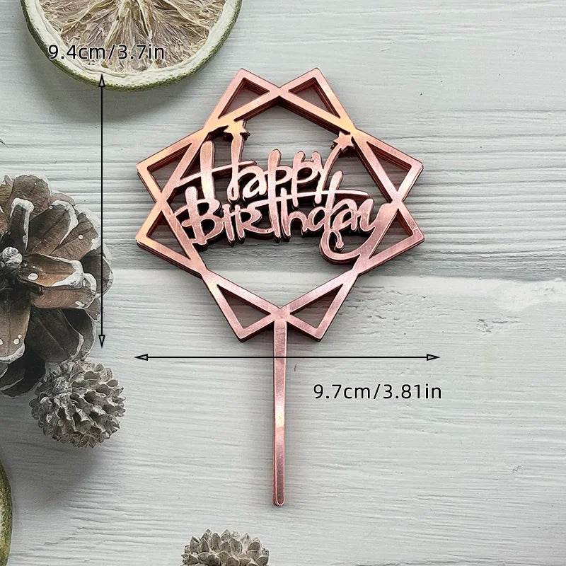 10 Pcs Acrylic Happy Birthday Cake Toppers – Pink Gold Silver Party Decorations for Kids, Adults, Baby Showers & Weddings - One-Sake.com