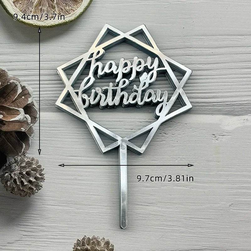 10 Pcs Acrylic Happy Birthday Cake Toppers – Pink Gold Silver Party Decorations for Kids, Adults, Baby Showers & Weddings - One-Sake.com