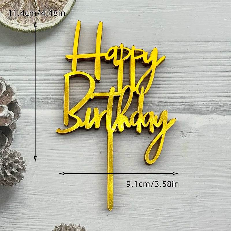 10 Pcs Acrylic Happy Birthday Cake Toppers – Pink Gold Silver Party Decorations for Kids, Adults, Baby Showers & Weddings - One-Sake.com