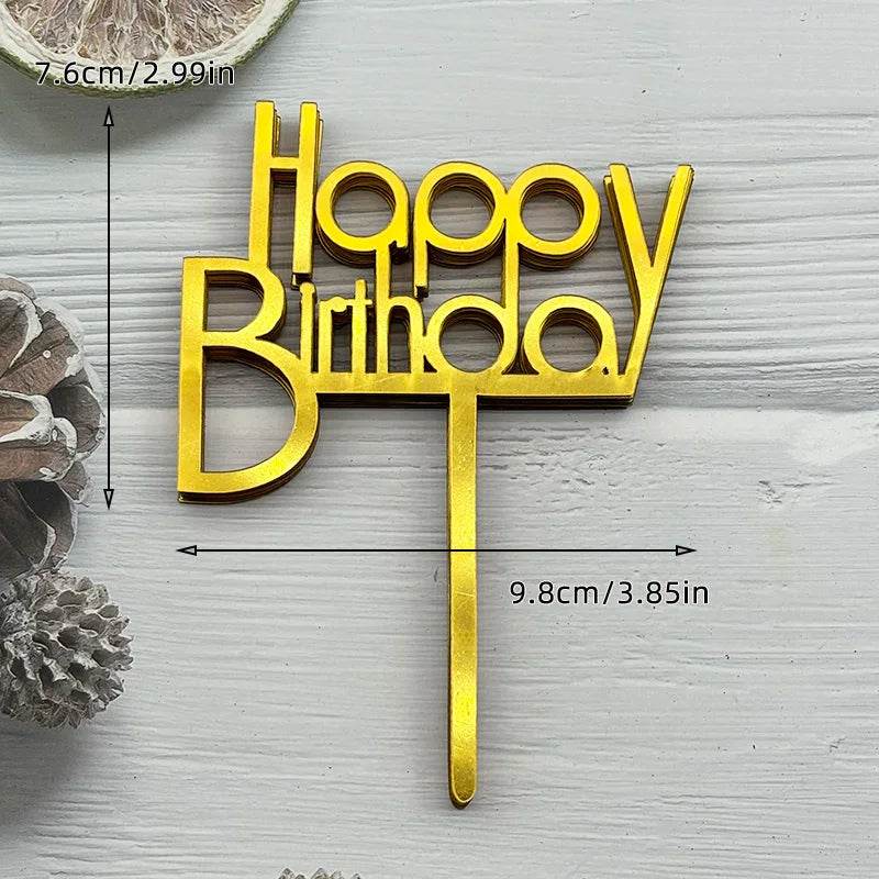 10 Pcs Acrylic Happy Birthday Cake Toppers – Pink Gold Silver Party Decorations for Kids, Adults, Baby Showers & Weddings - One-Sake.com