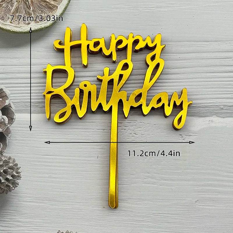 10 Pcs Acrylic Happy Birthday Cake Toppers – Pink Gold Silver Party Decorations for Kids, Adults, Baby Showers & Weddings - One-Sake.com