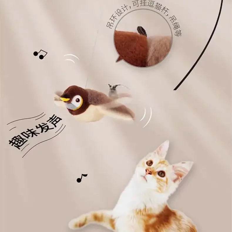 Hot Cat Interactive Toys Catnip Electric Pat Bird (with Catnip) Dog Cats Touch-Activated Squeaky Plush Toy Pet USB Rechargeable - One-Sake.com