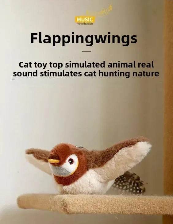 Hot Cat Interactive Toys Catnip Electric Pat Bird (with Catnip) Dog Cats Touch-Activated Squeaky Plush Toy Pet USB Rechargeable - One-Sake.com