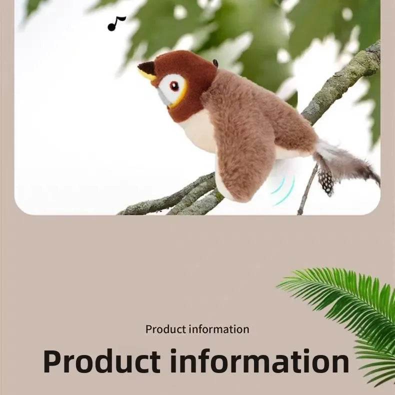 Hot Cat Interactive Toys Catnip Electric Pat Bird (with Catnip) Dog Cats Touch-Activated Squeaky Plush Toy Pet USB Rechargeable - One-Sake.com