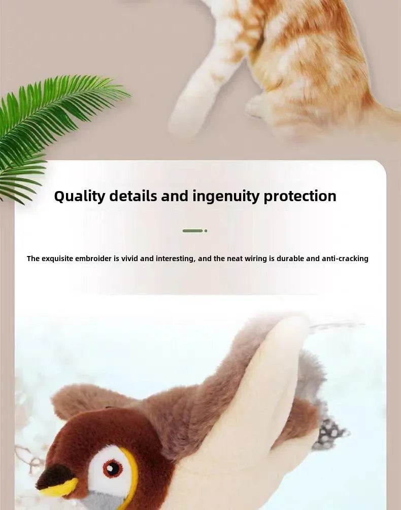 Hot Cat Interactive Toys Catnip Electric Pat Bird (with Catnip) Dog Cats Touch-Activated Squeaky Plush Toy Pet USB Rechargeable - One-Sake.com